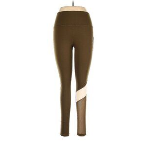Antonio Melani | Size Large High-Waist Mesh Leg Panel Leggings in Olive Green